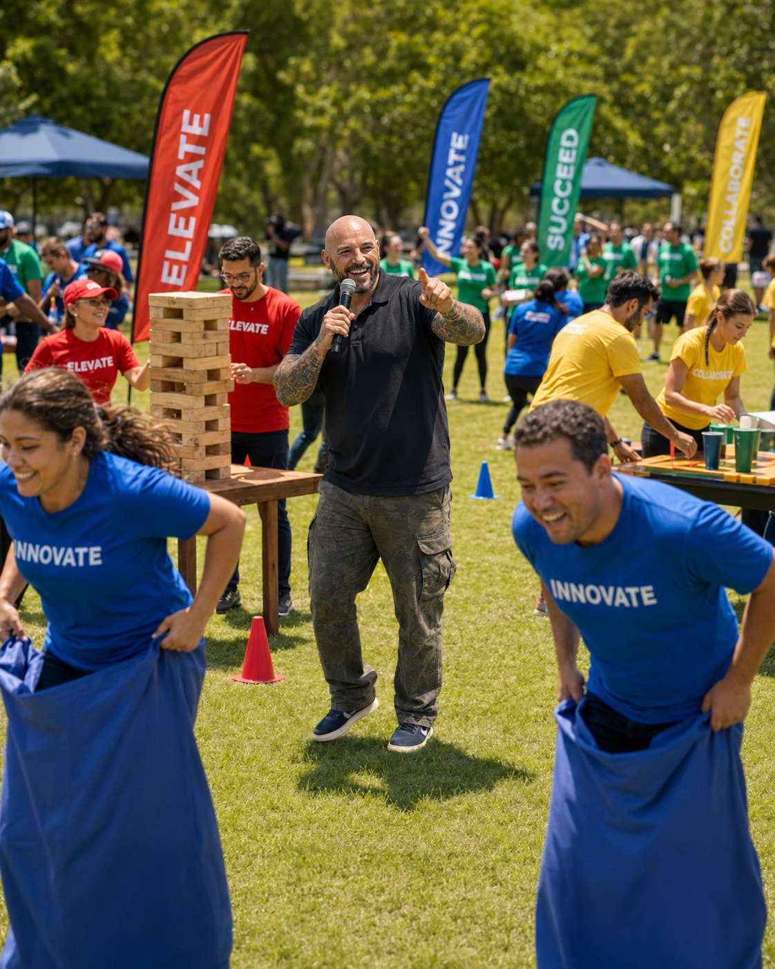Jeremy Brooks bringing a corporate team together at a Corazon Azul event